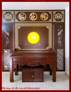 Bàn thờ án gian gỗ hương đá dày 7 phân